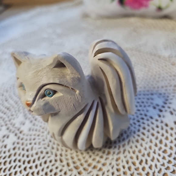 Vintage 1980 Artesania Rinconada Himalayan Cat Blue Eye Tan,White Kitty Figurine - Picture 3 of 15